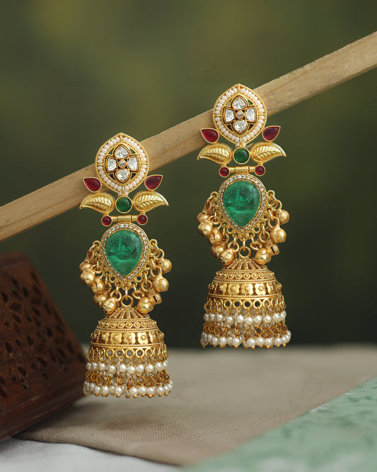 Sagarika Golden Jhumki Earrings