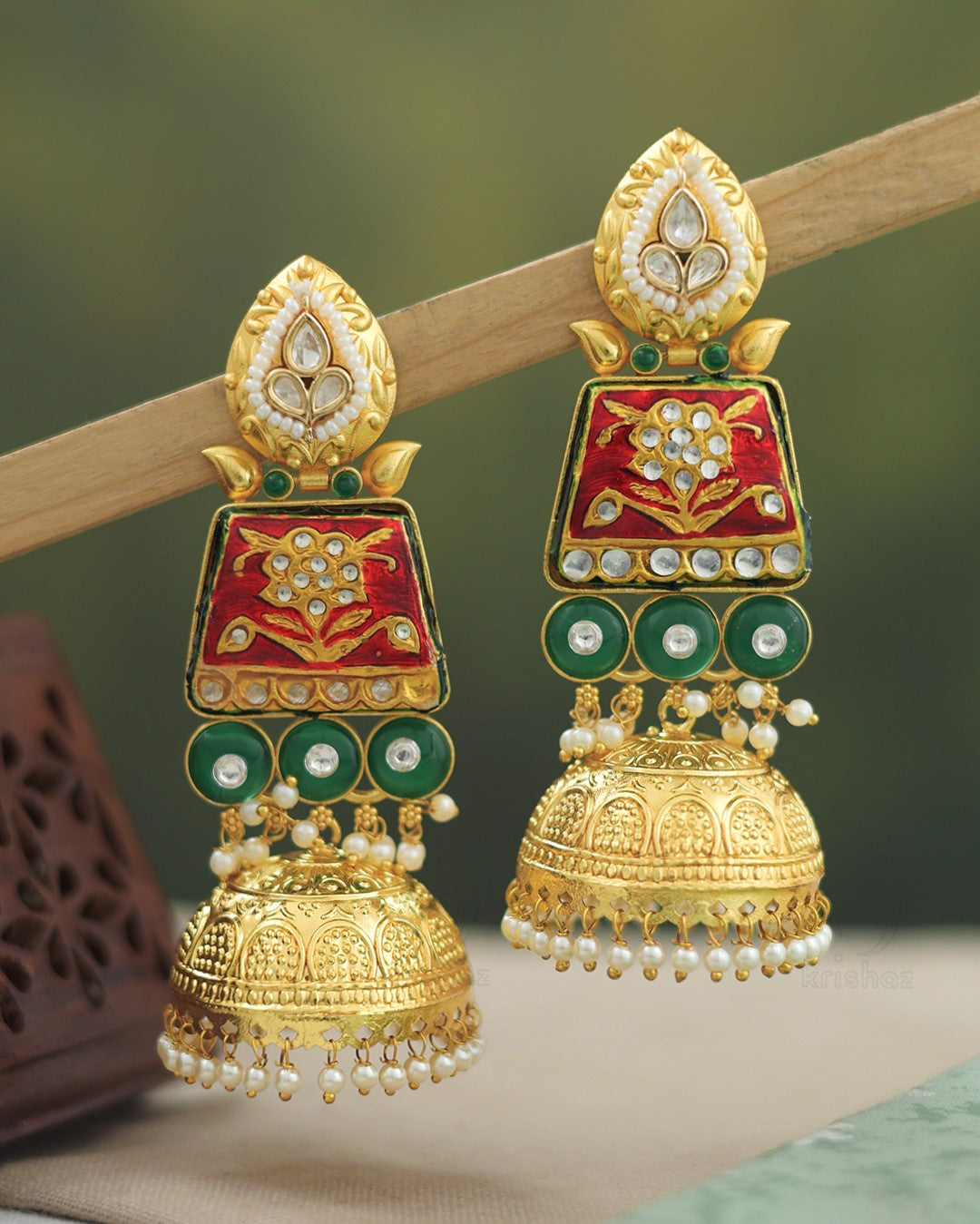 Pramila Golden Jhumki Earrings