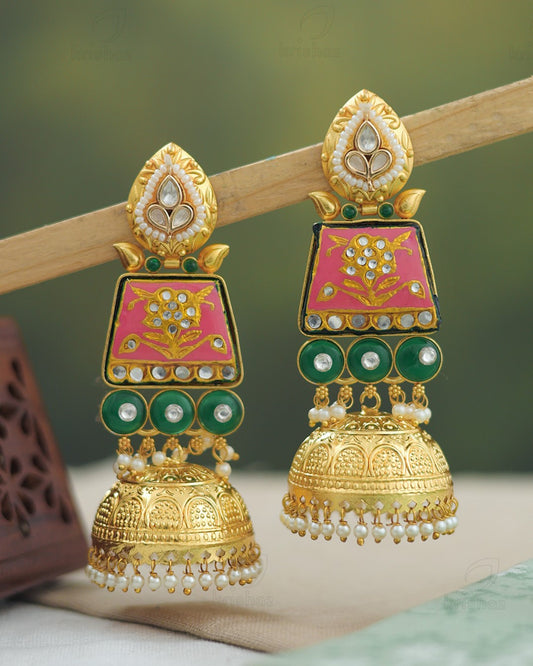 Pramila Gloden Jhumki Earrings