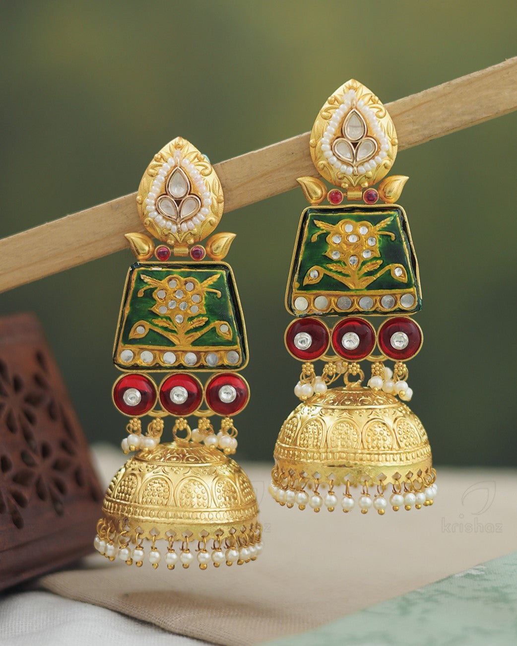 Pramila Golden Jhumki Earrings
