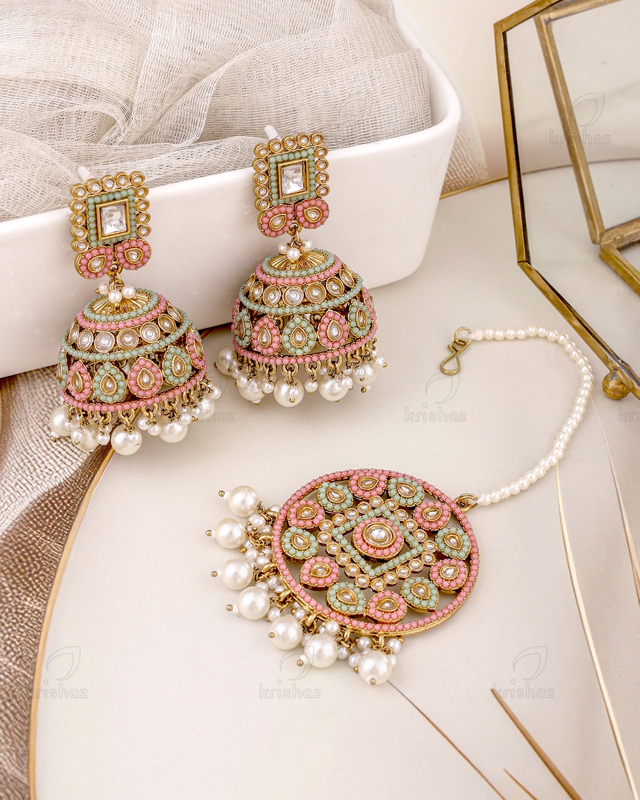 Rukhsar Pakistani Kundan Jhumki With Mangtika