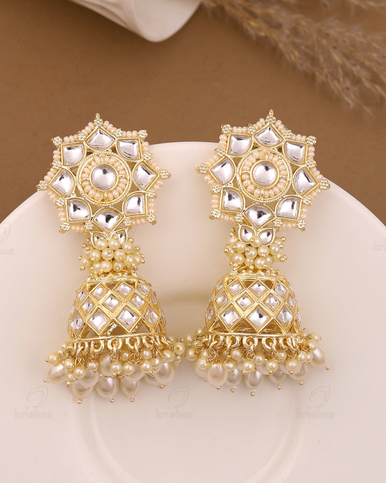 Megh Kundan Jhumki  Earrings