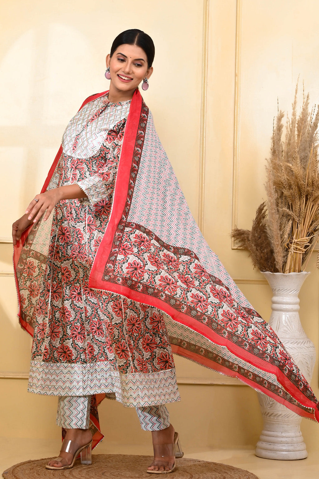 Floral Multi Color Cotton Suit Set - Aastha