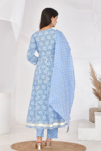 Blue Anarkali Suit Set - Divya