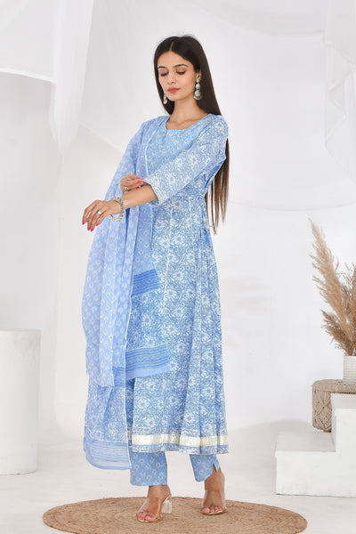 Blue Anarkali Suit Set - Divya