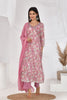 Pink Floral Cotton Mulmul Anarkali Suit Set -Divya