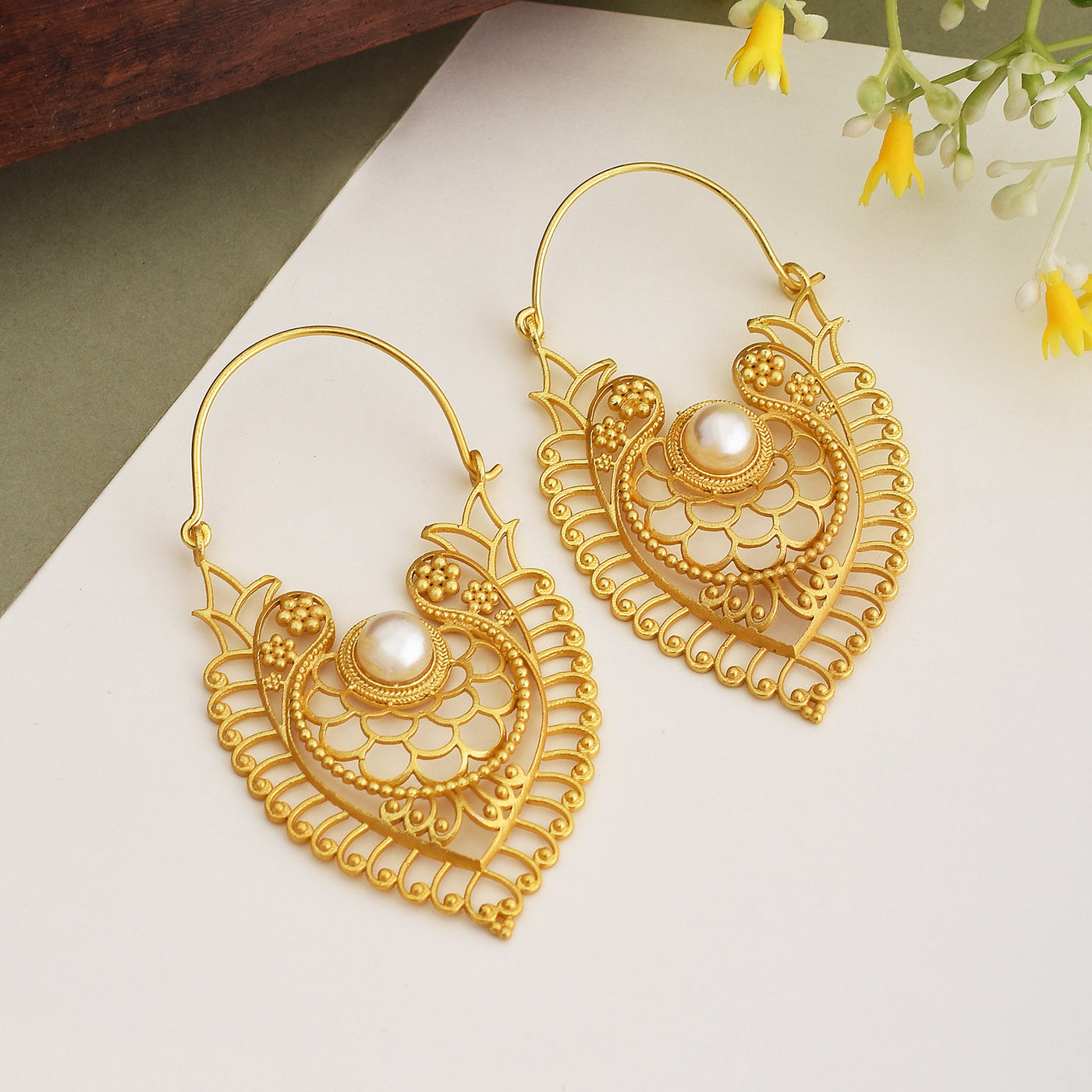 Bhavini Matte Gold Dangler Earrings