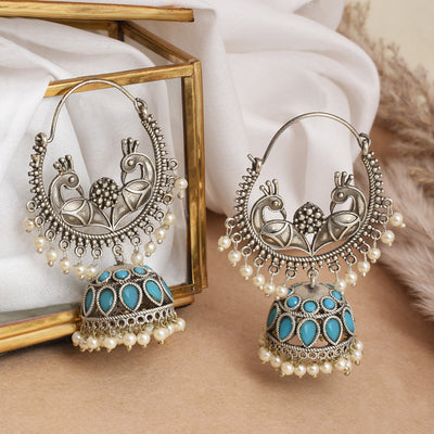 Divya Two Peacock Jhumki Earrings