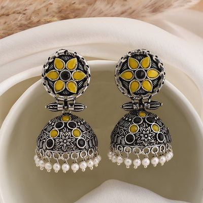 Darshika Floral Designed Jhumka Earrings Set - xoiox