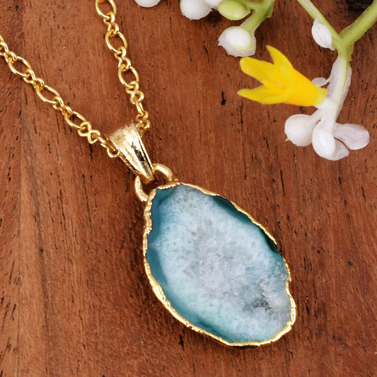 Natural Stone Pendant Natural Stone Pendant Charm With Figure 8 Chains