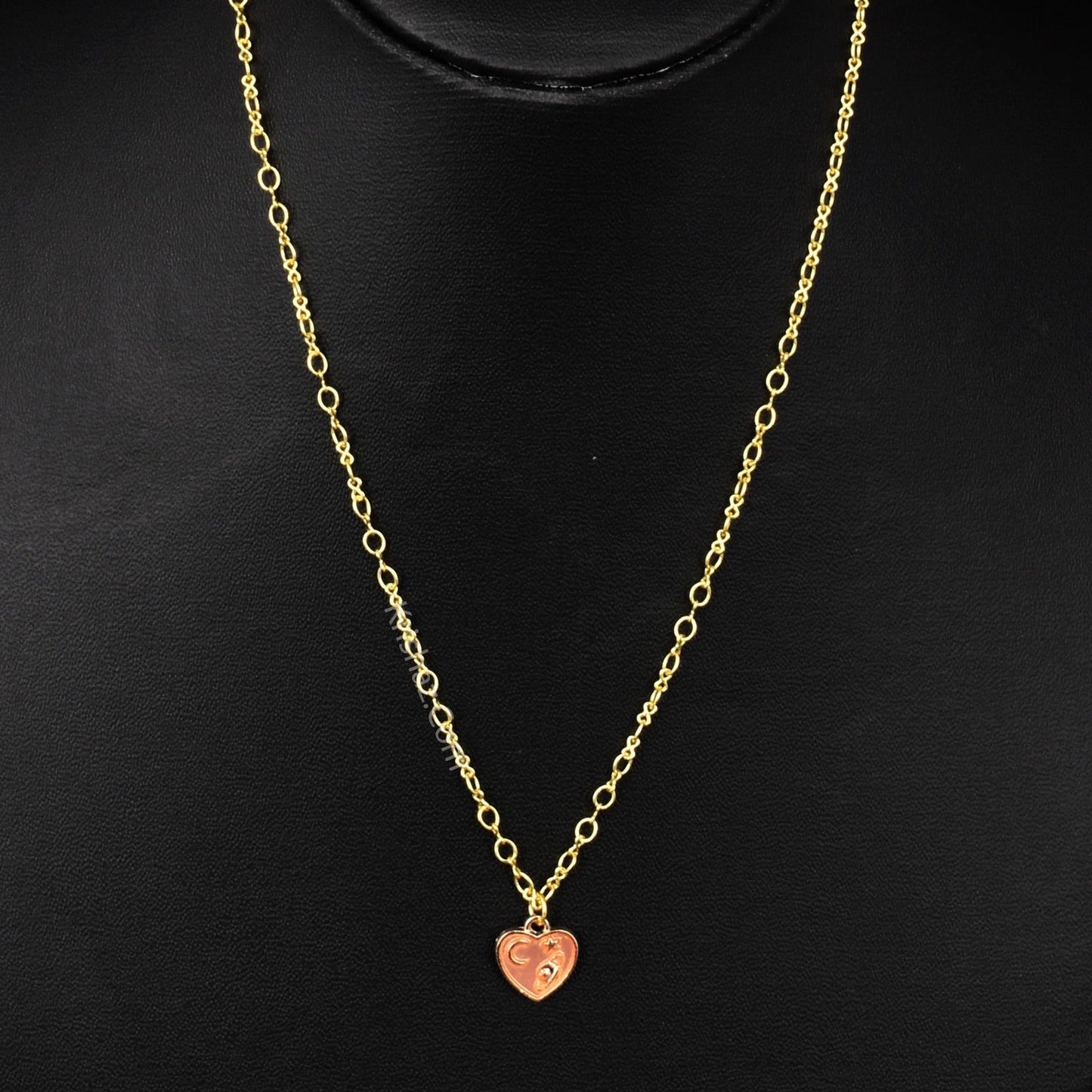 Gold Figure 8 Dainty Chains with Heart charms