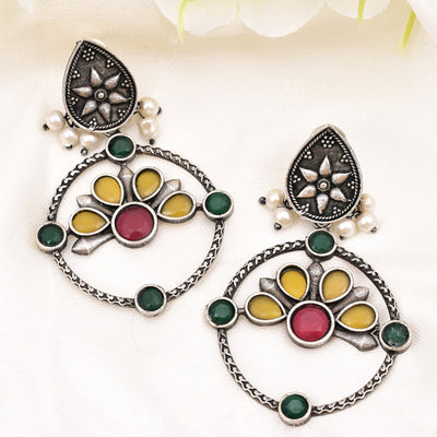 Dyuti Beautiful Silver Look Alike Drop Dangler Earrings Set