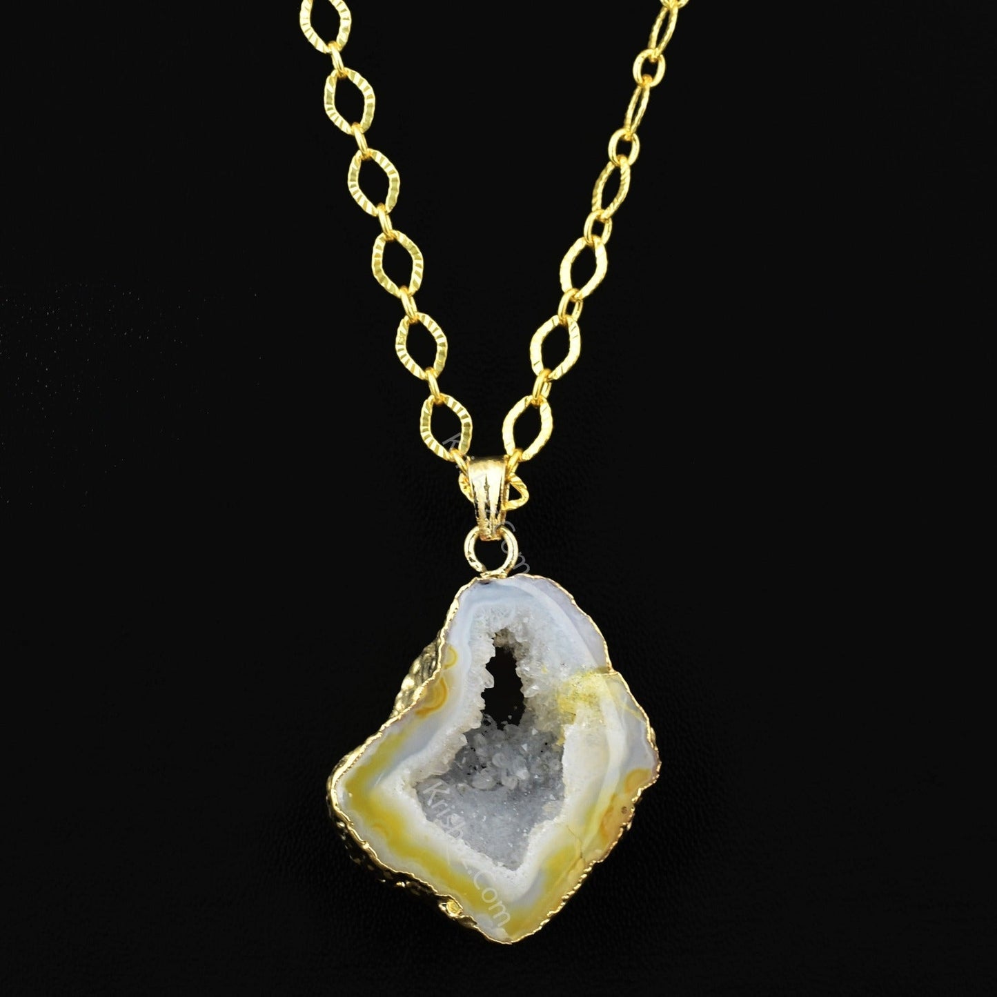 Natural Stone Pendant Natural Stone Pendant Charm With Cable Chain