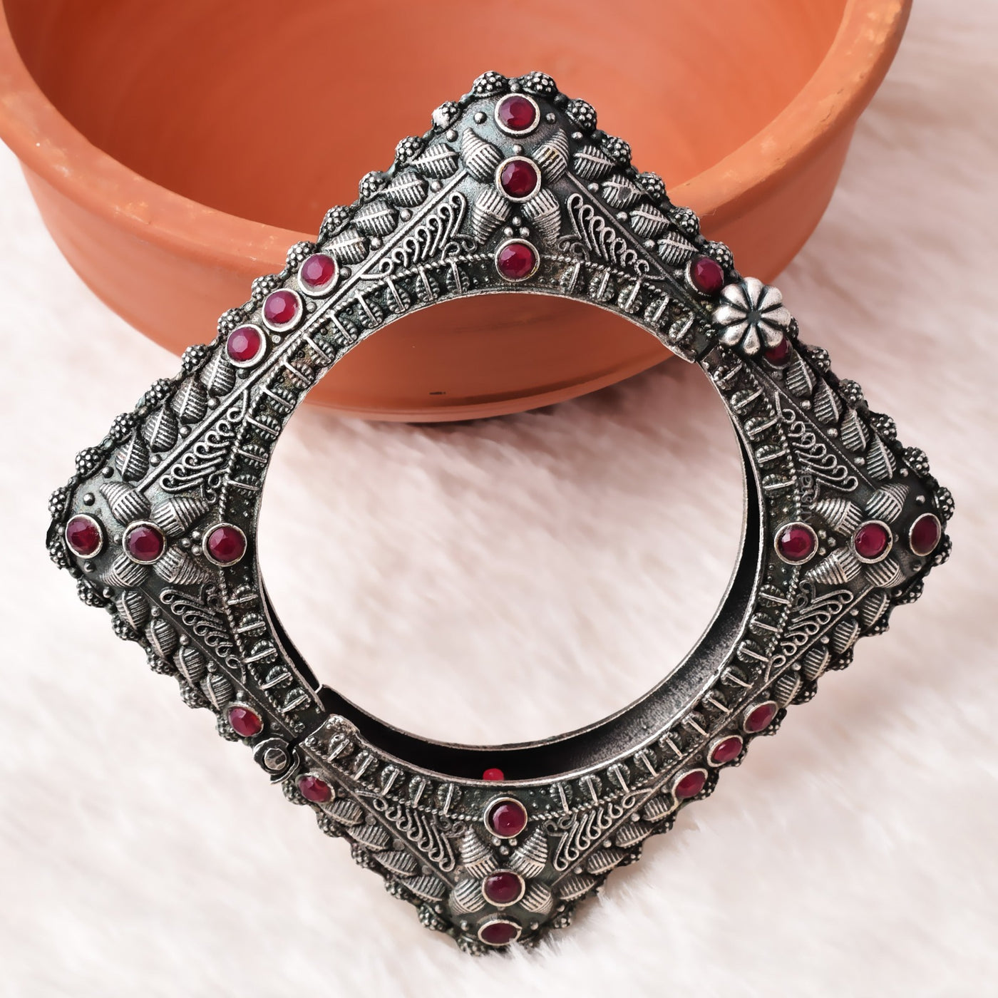 Shweta Silver Replica Square Kada Bangles