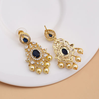 Eric Gold Plated Cz Dangler Earrings - CZE