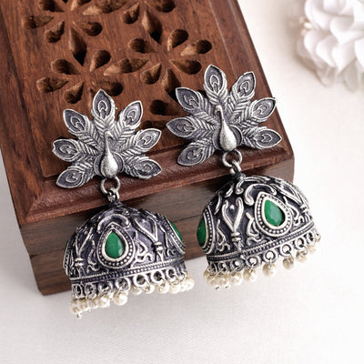 Akshat Peacock Design Jhumka Earrings