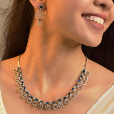 Grace Rhodium Plated Necklace With Matching Earrings