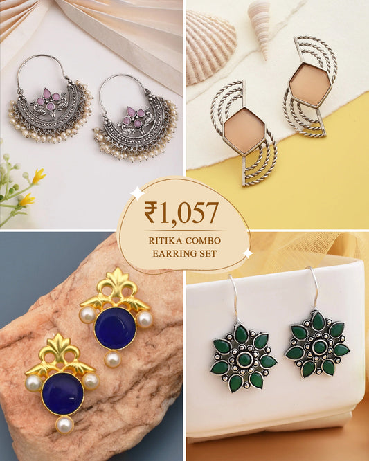 Ritika Combo Earring Set - wxo