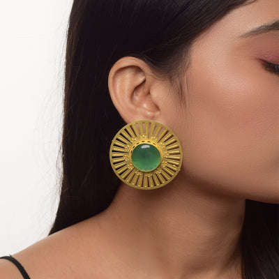 Sudarshan Matte Gold Studs