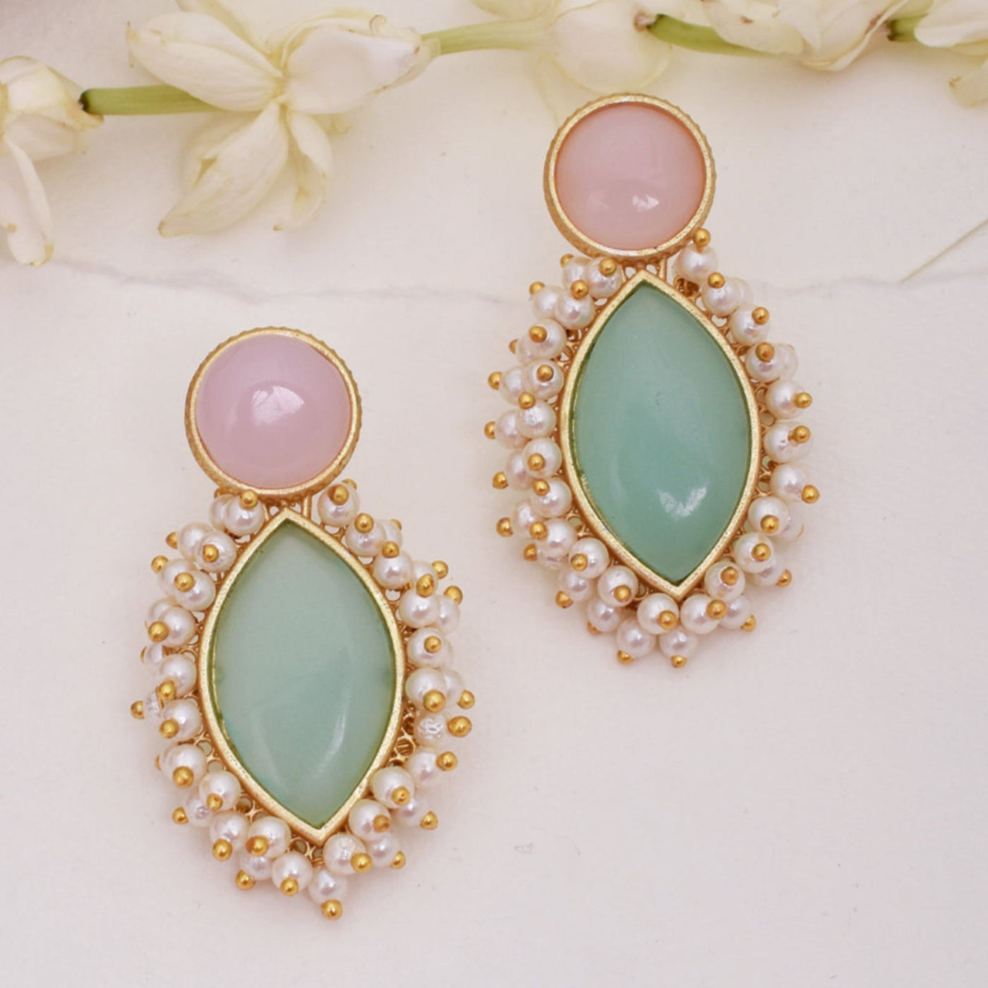 Naina Ethnic Matte Gold Stud