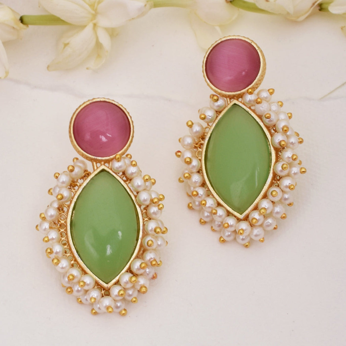 Naina Ethnic Matte Gold Stud