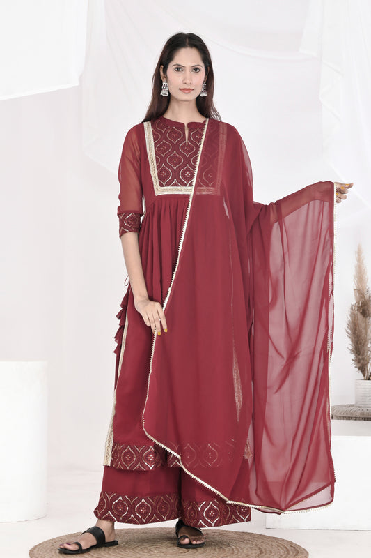 Red Georgette suit set - Swag