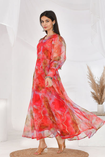 Red Floral Organza suit - Swag
