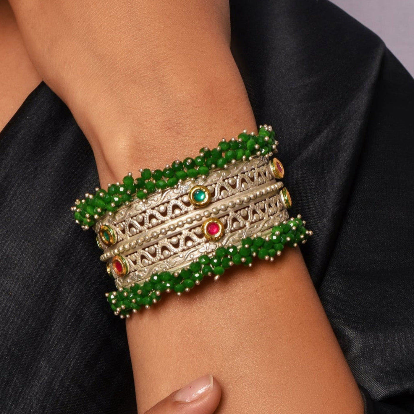 Nafisa Single Piece Silver Look Alike Adjustable Bangle