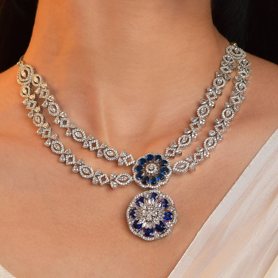 Charlotte Rhodium Plated Cz  Necklace