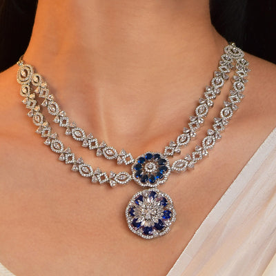 Charlotte Designer Rhodium Plated Necklace Set