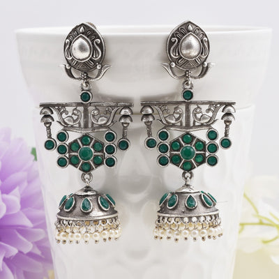 Nishtha Peacock Designed Floral Jhumka