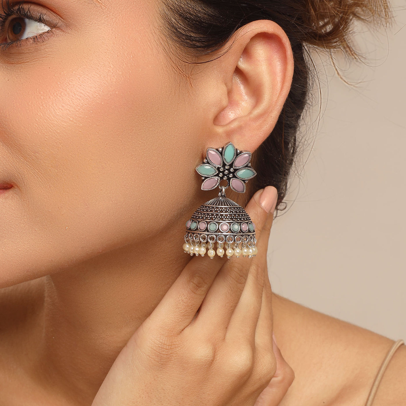 Reha Floral Jhumki Earrings