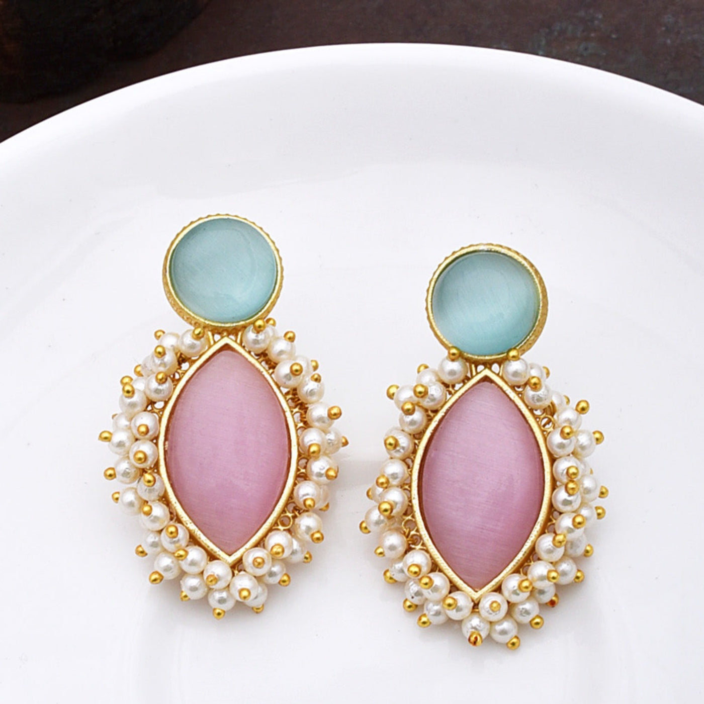 Naina Ethnic Matte Gold Stud