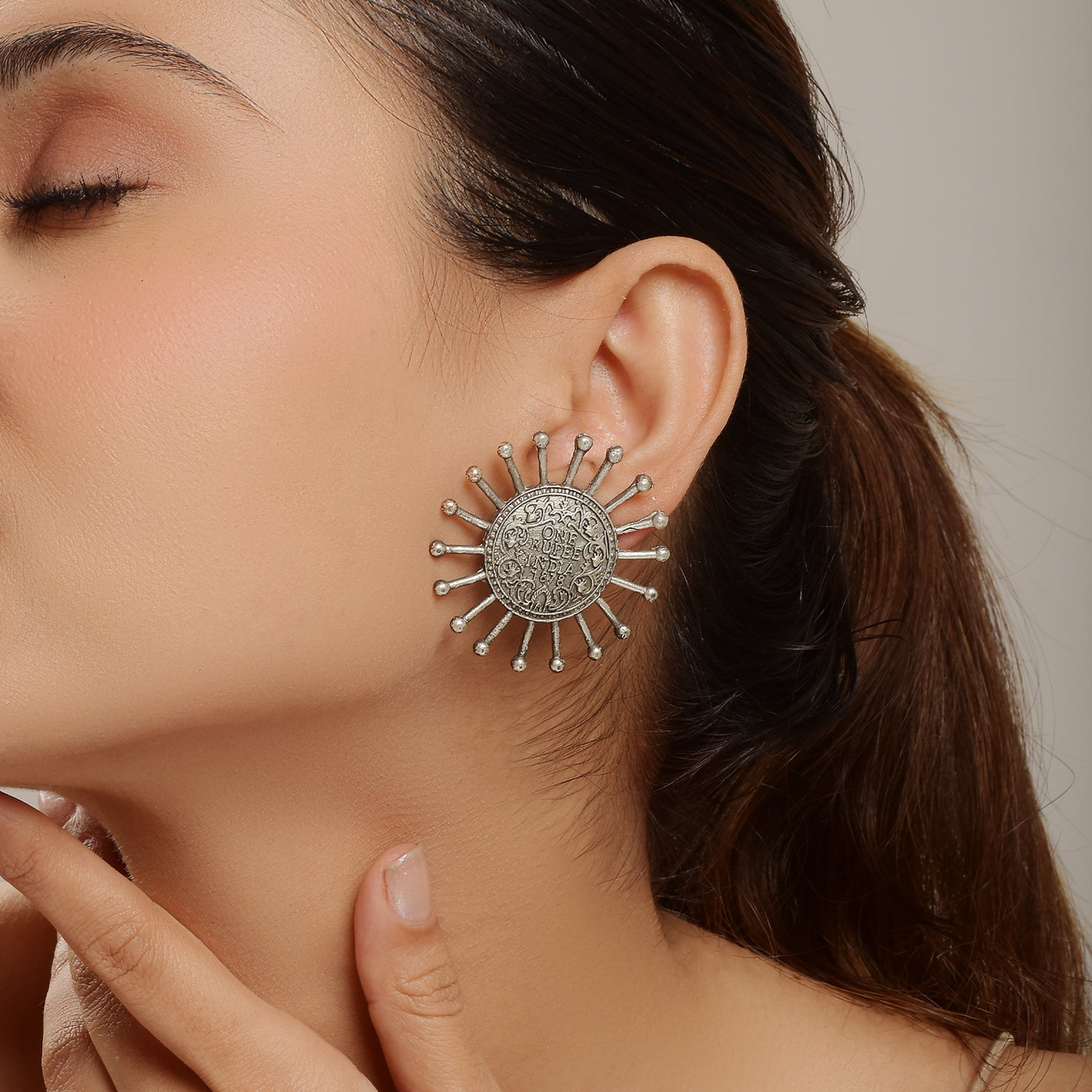 1 Rupee Coin Shaped Studs