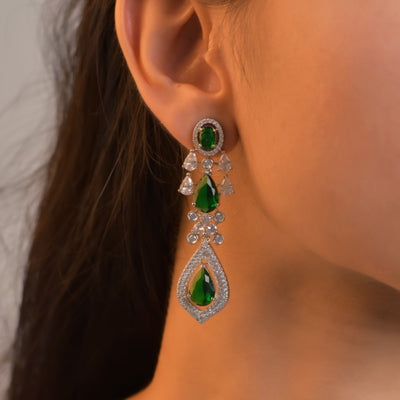 Genelia Rhodium Plated Necklace with Matching Earrings