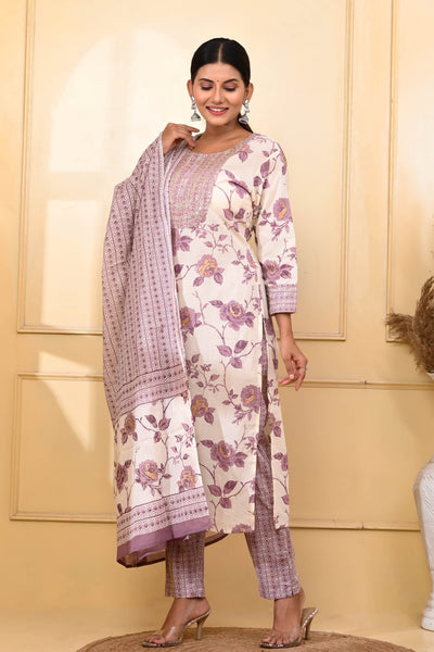 Lavender floral print suit set - Tulsi