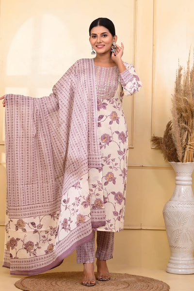 Lavender floral print suit set - Tulsi