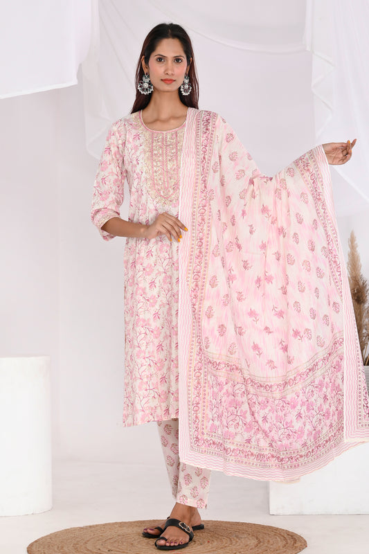 Pink print suit set - Tulsi