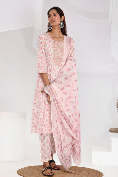 Pink print suit set - Tulsi