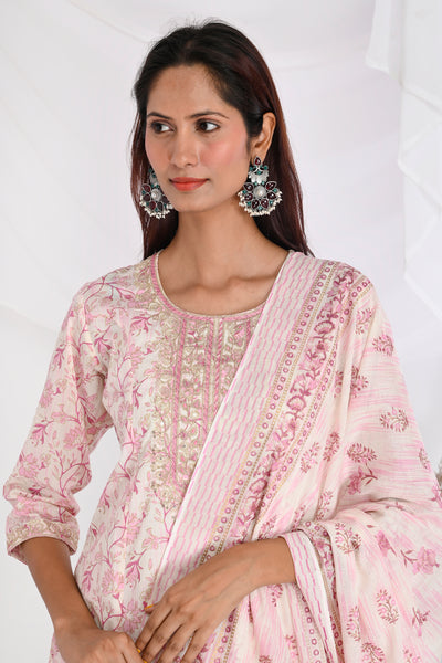 Pink print suit set - Tulsi