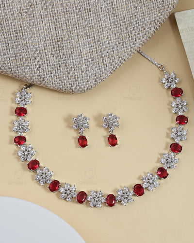 Ariel Rhodium Plated Cz Necklace