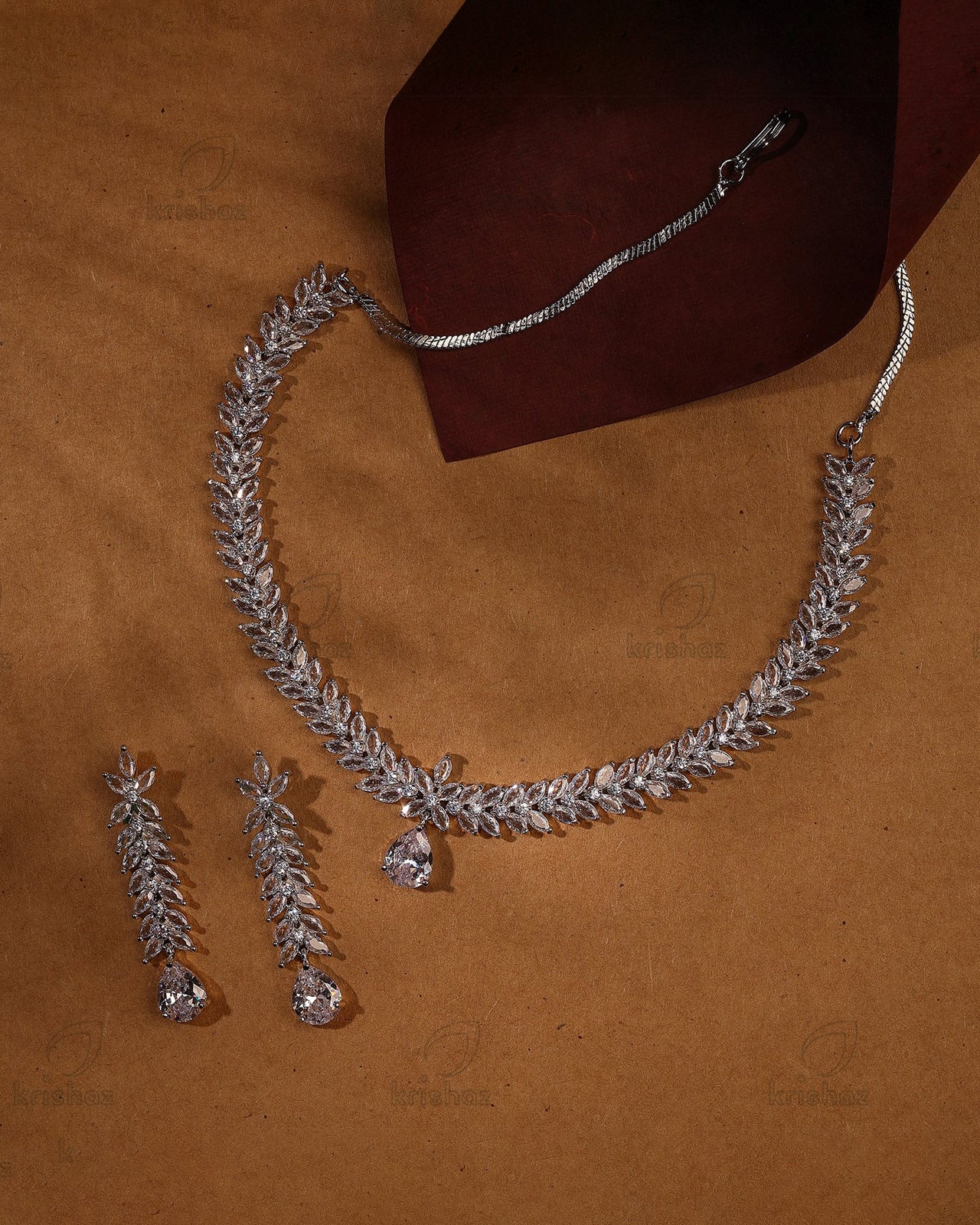 Autumn Rhodium Plated Cz Necklace