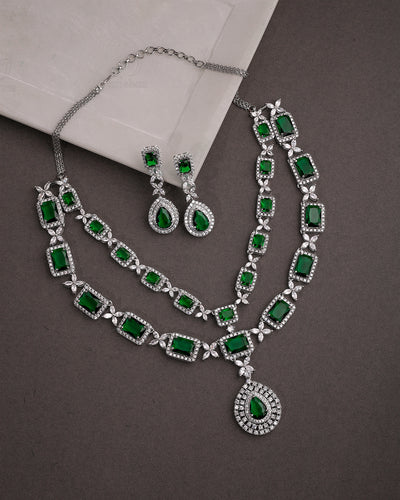 Josephine Rhodium Plated CZ Necklace