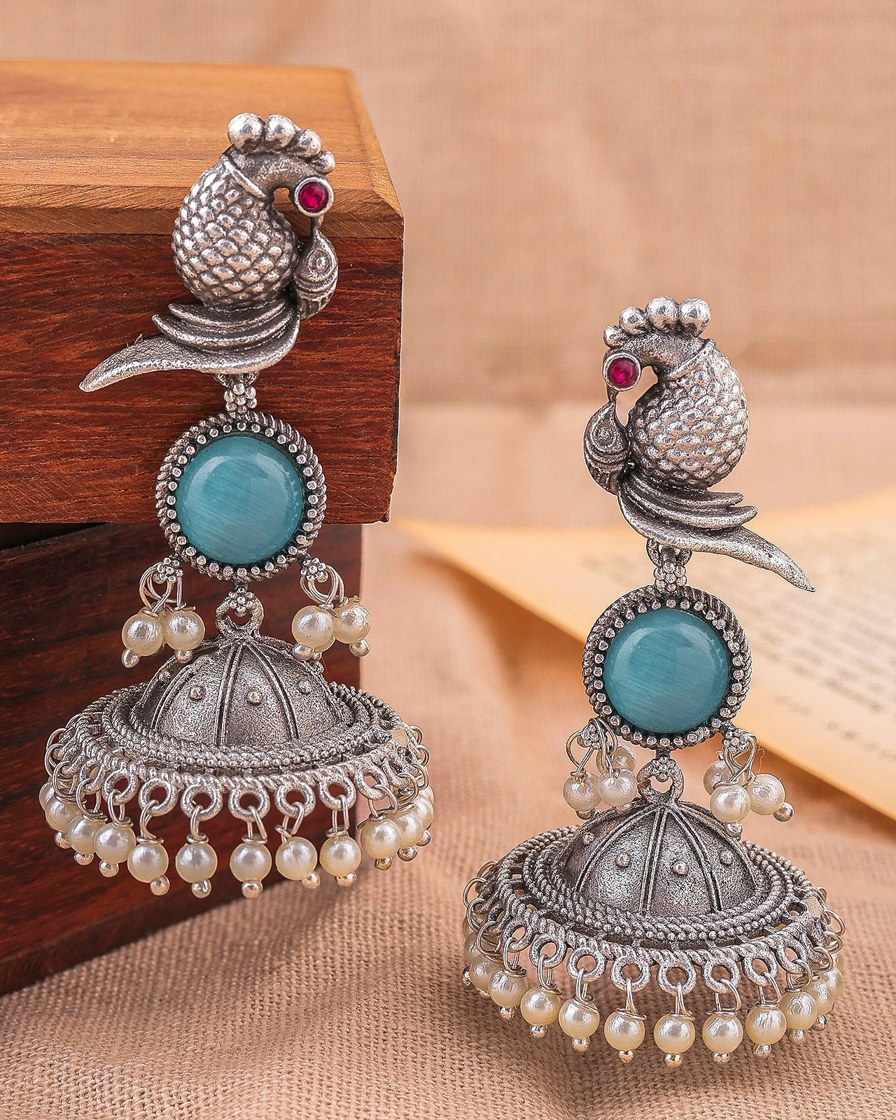 Parakeet Bird Jhumki Earrings