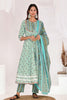 Turquoise Green Anarkali Cotton Suit Set - Aastha