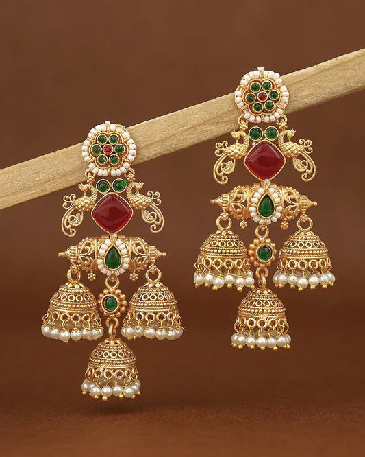 Ikshita Gold Jhumki Earrings