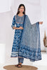 Indigo Floral Anarkali Cotton Suit Set - Aastha