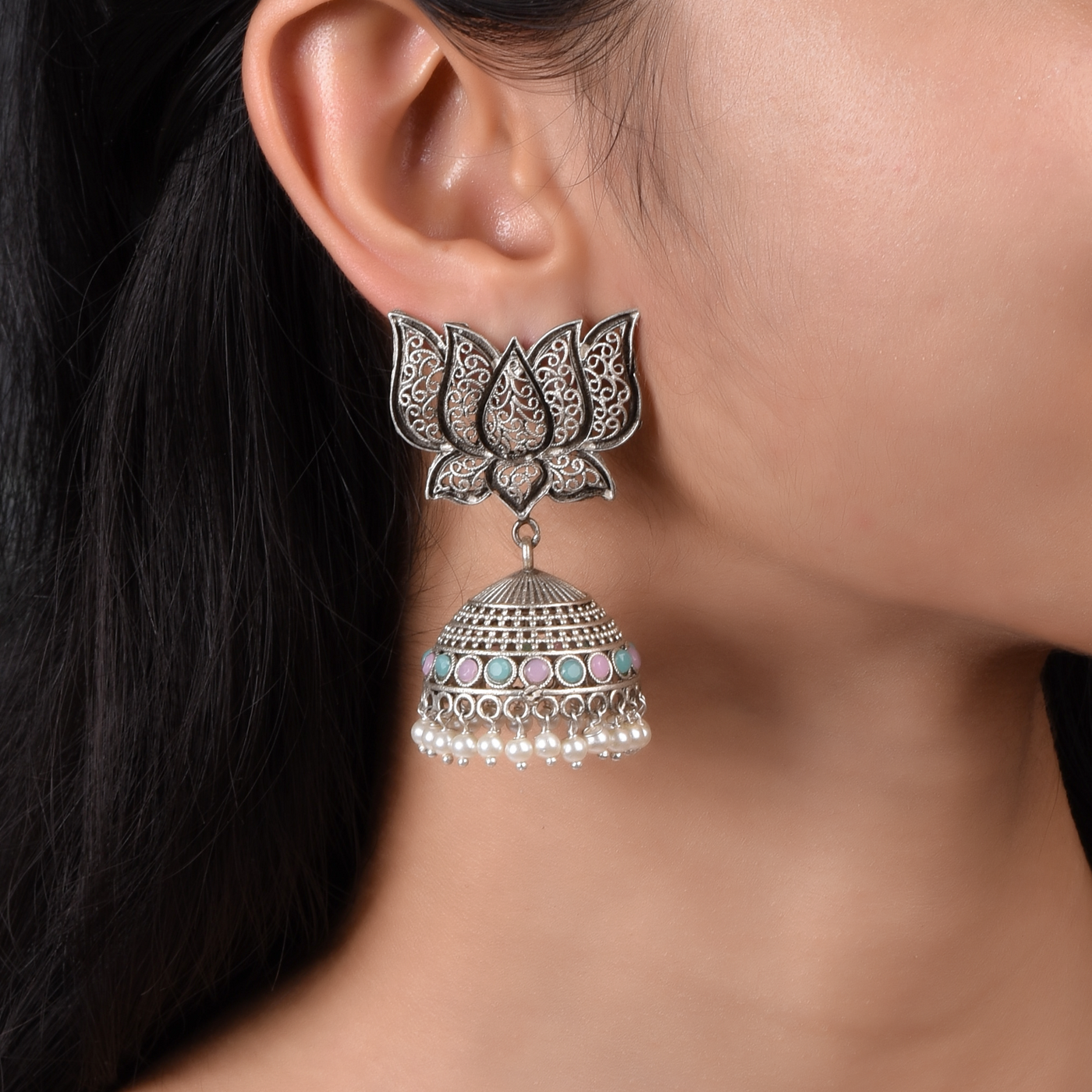 Neeraj Lotus Jhumki Earrings