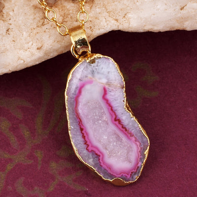Natural Stone Pendant Natural Stone Pendant Charm With Figure 8 Chains
