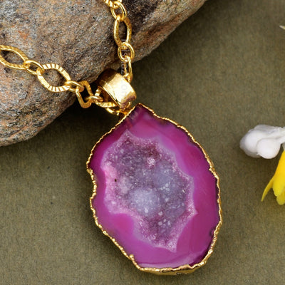 Natural Stone Pendant Natural Stone Pendant Charm With Cable Chain